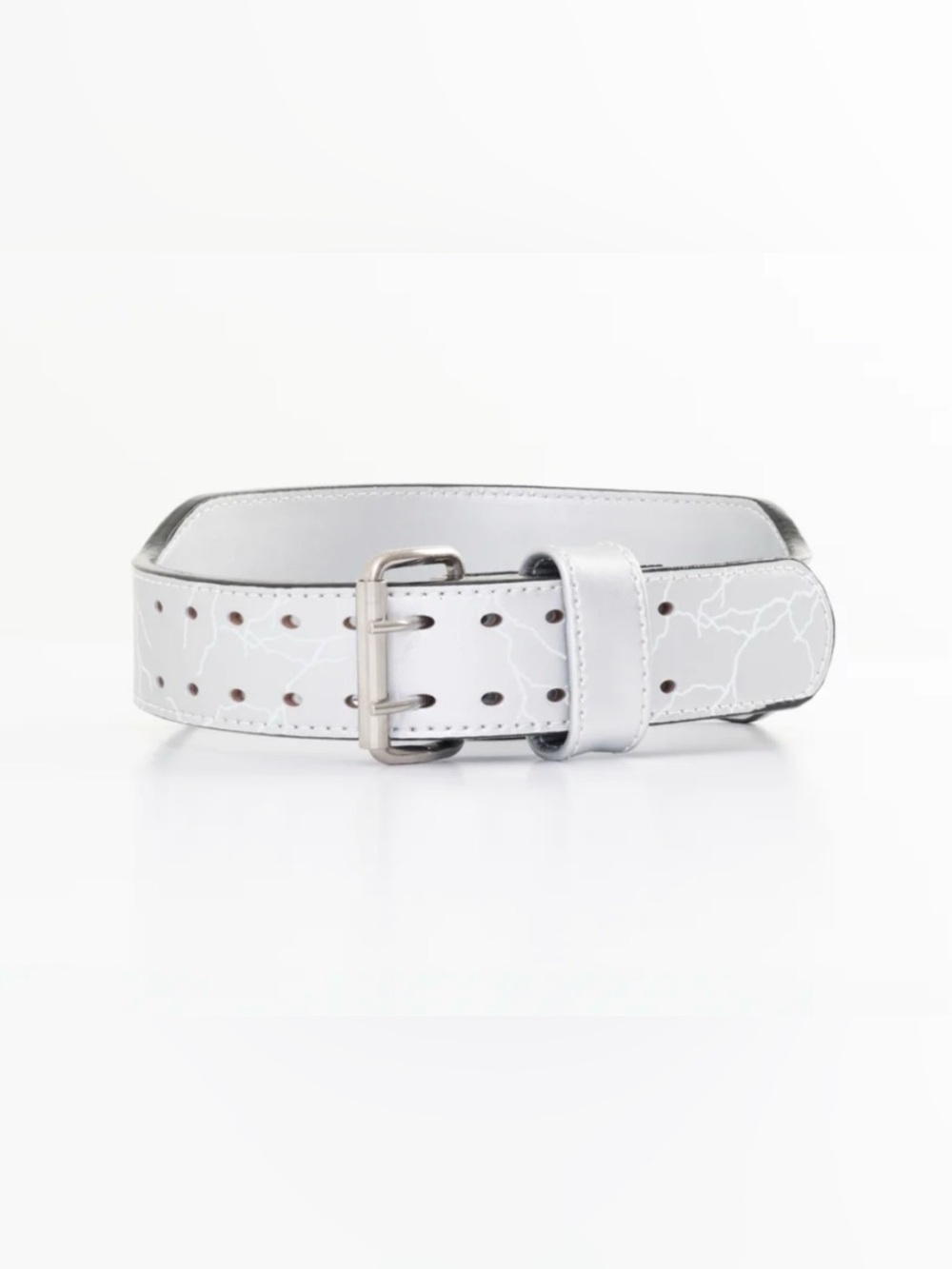 Inaka power Silver lifting Leather Belt with Polished Buckle
